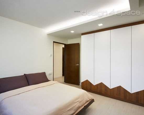 Contemporary Bedroom with Homogeneous Tiles and Drop Ceiling