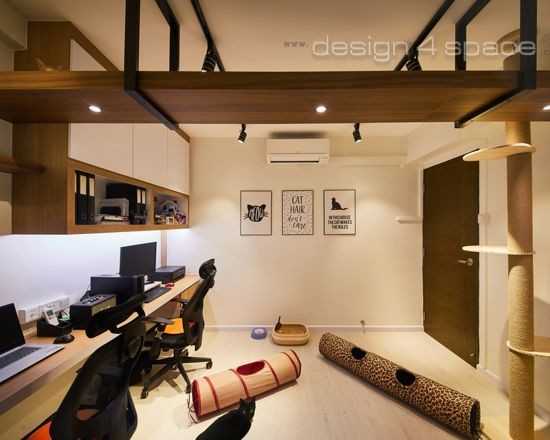 Contemporary Study with Drop Ceiling and Desk