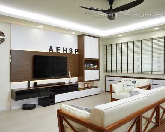 Contemporary Living Room with Cove Lighting and Downlights