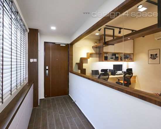 Contemporary Foyer with Artwork and Console Table