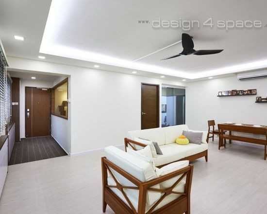 Contemporary Living Room with Vinyl Flooring and Herringbone Tiling