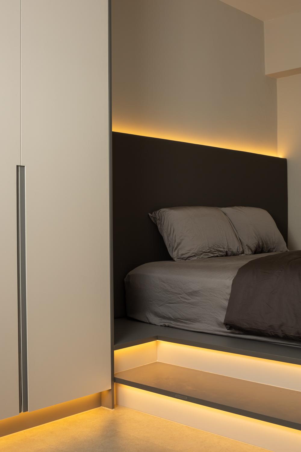 Modern Bedroom with Bookshelf and Wardrobe