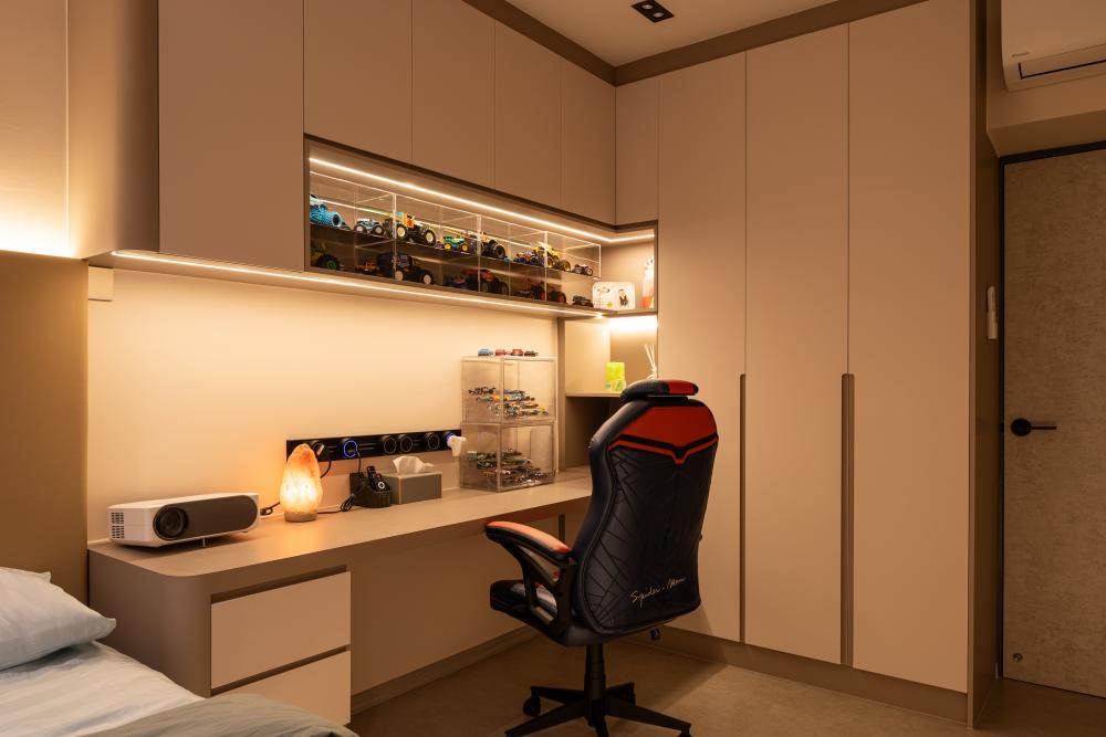 Modern Bedroom with Platform Bed and Wardrobe