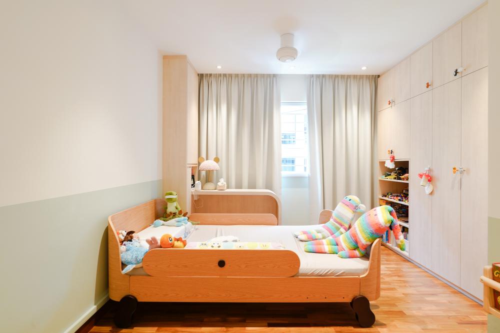 Scandinavian Bedroom with Downlights and Children's Beds