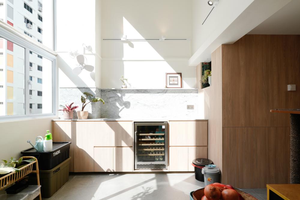 Scandinavian Balcony with Window Shutters and Window Grille