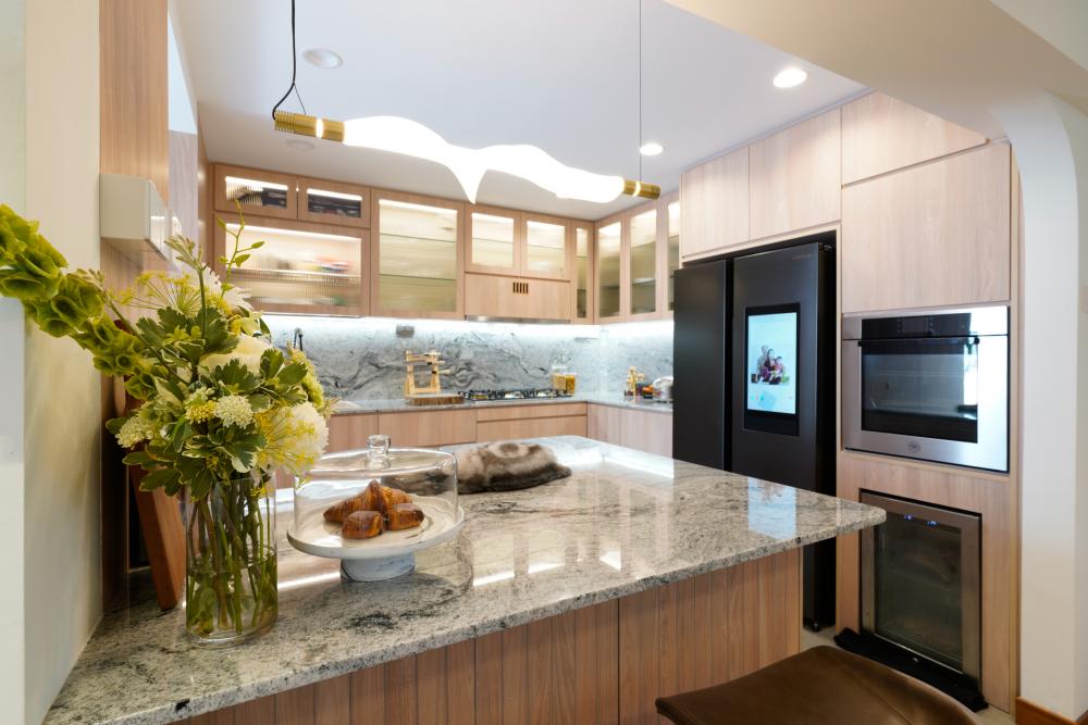 Scandinavian Kitchen with Countertop and Cupboard