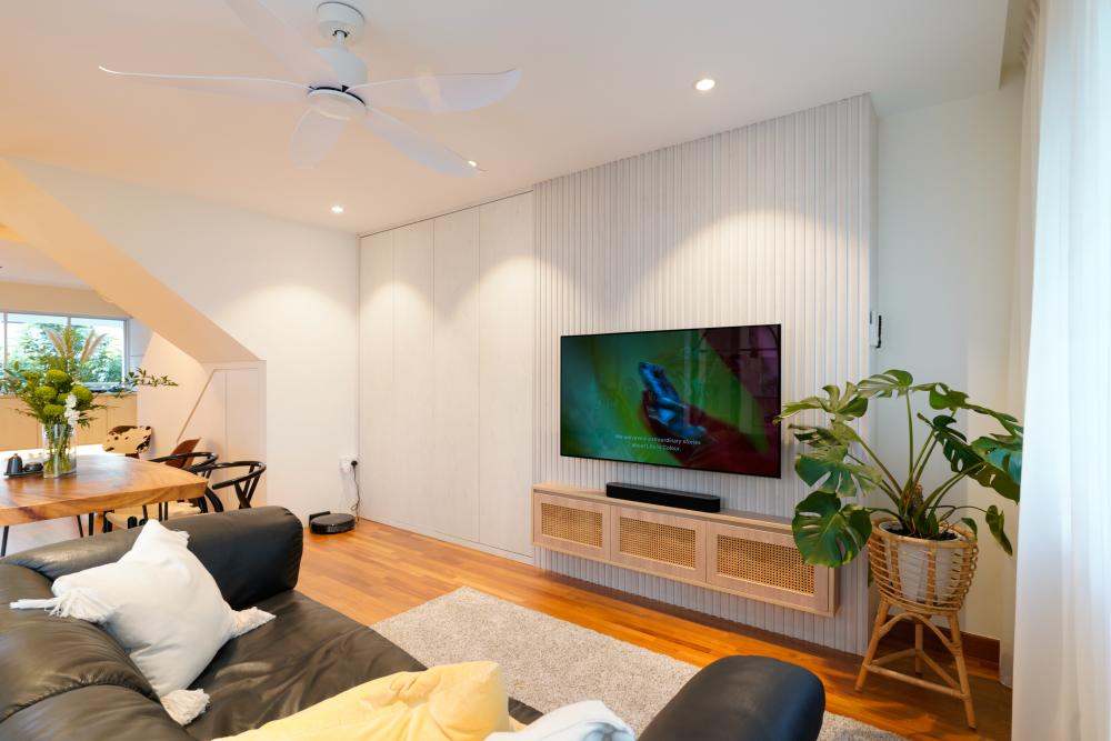 Scandinavian Living Room with Settee and Vinyl Flooring