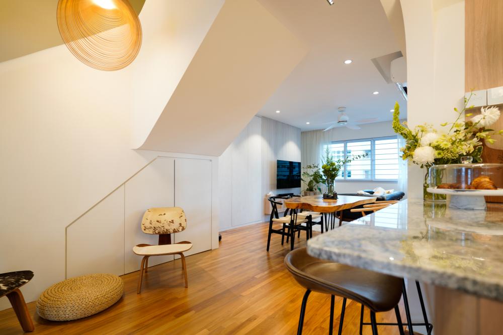 Scandinavian Dining Room with Downlights and Dining Table