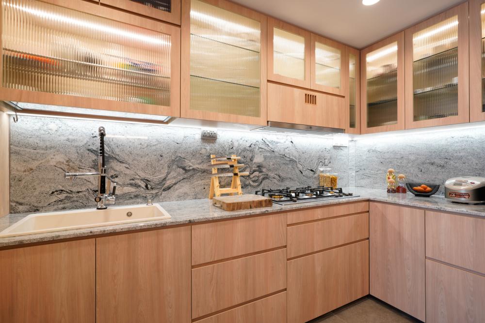 Scandinavian Kitchen with Kitchen Island and Breakfast Counter