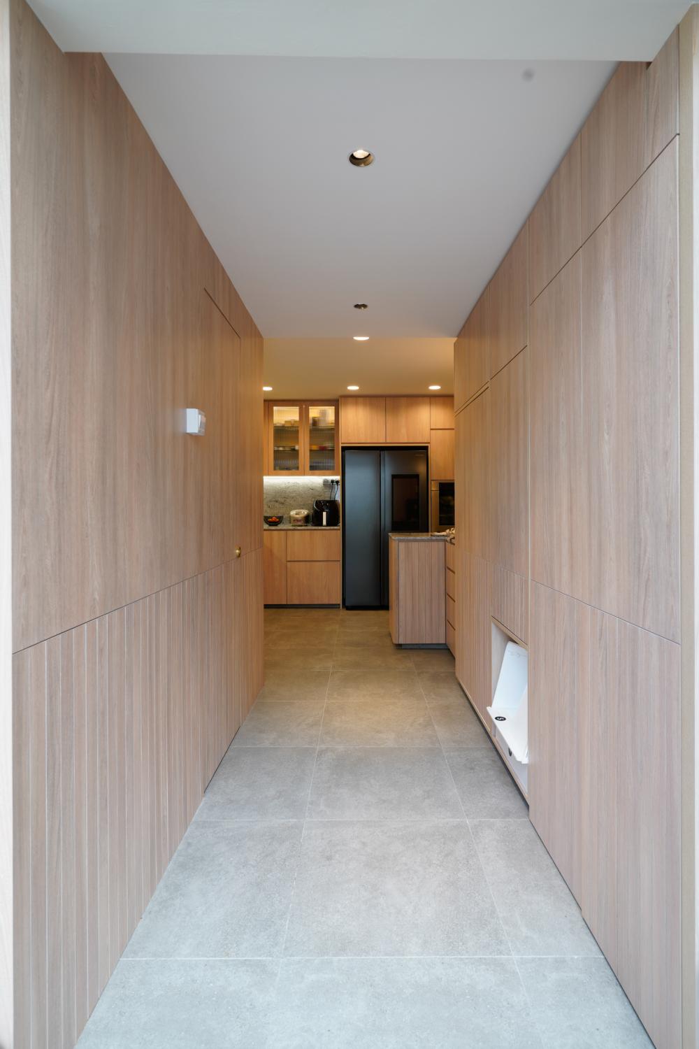 Scandinavian Hallway with Artwork and Paintings