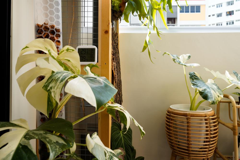 Scandinavian Balcony with Window Seat and Outdoor Table