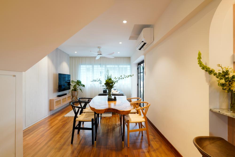 Scandinavian Dining Room with Downlights and Dining Table