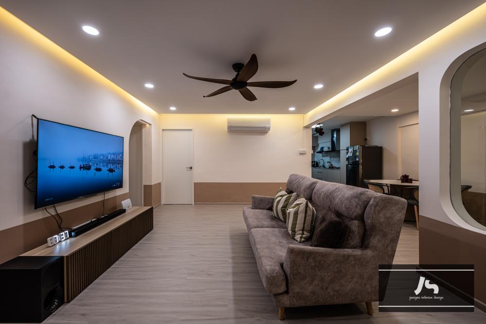 Modern Living Room with TV Console and Feature Wall