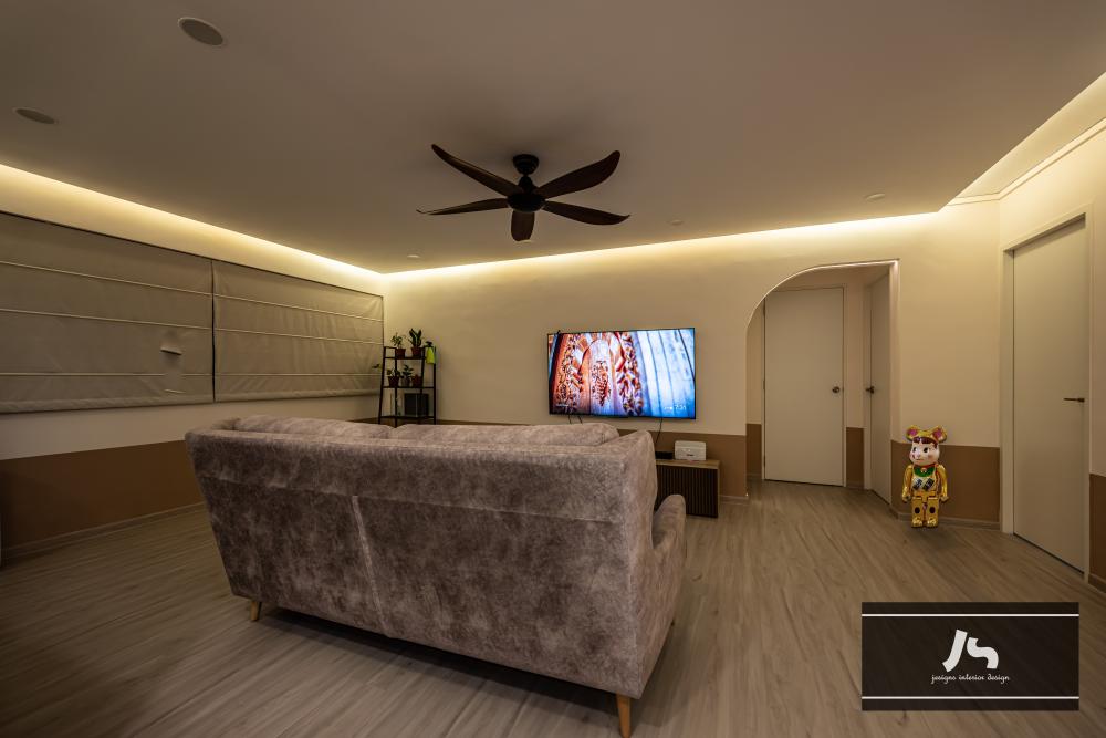 Modern Living Room with TV Console and Feature Wall