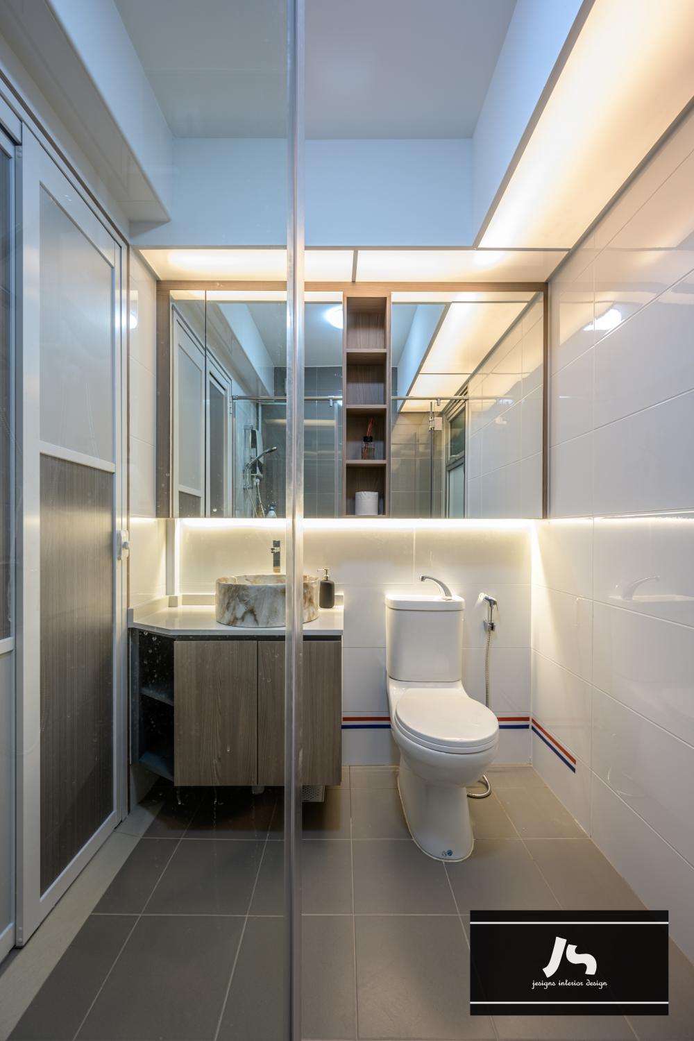 Modern Bathroom with Mirror and Shower Screen