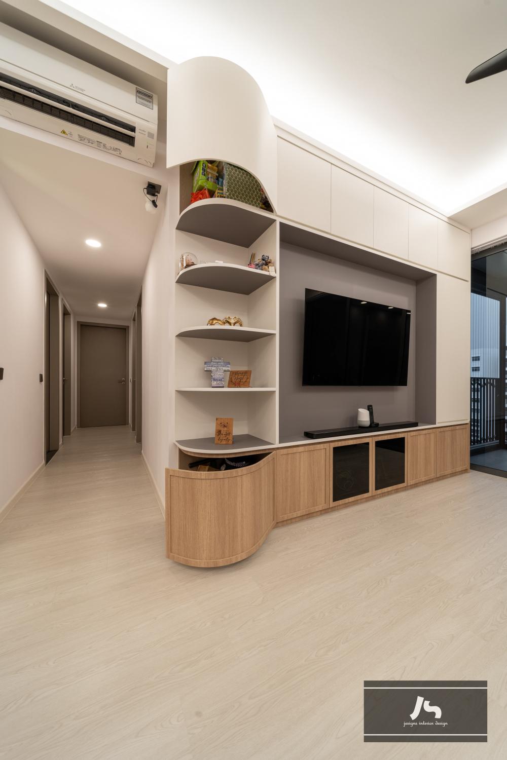 Minimalist Living Room with TV Console and Feature Wall