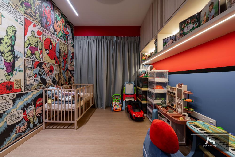 Modern Kids Room with Vinyl Flooring and Toys