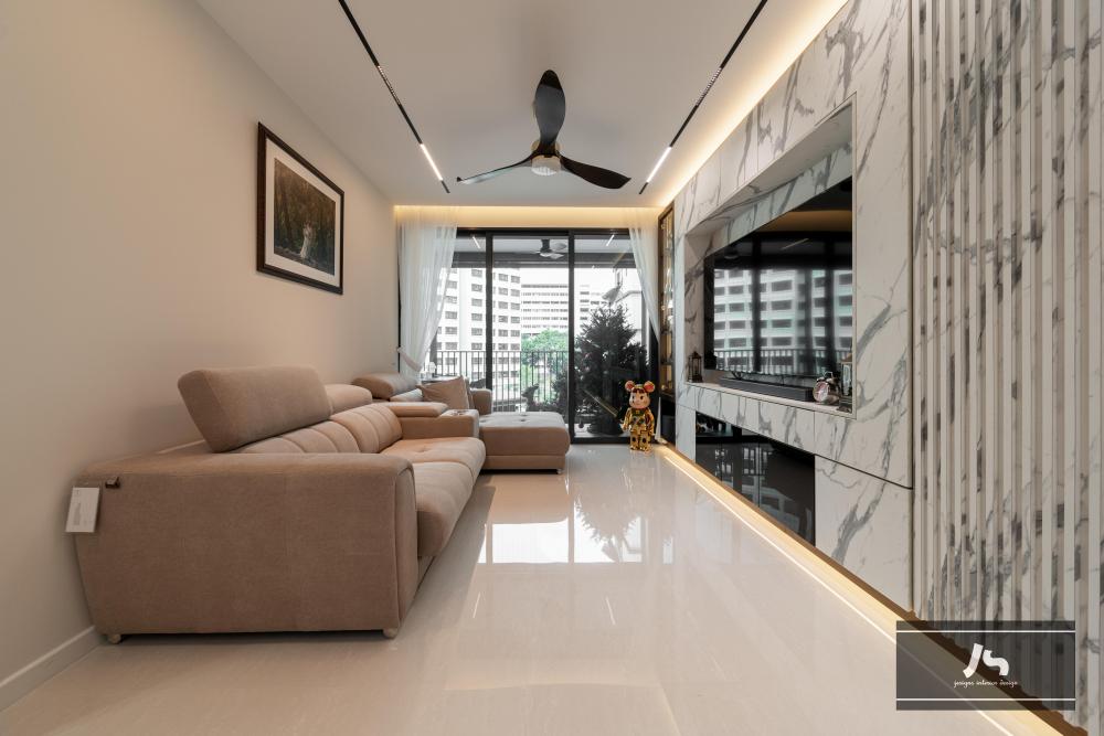 Modern Living Room with TV Console and Feature Wall