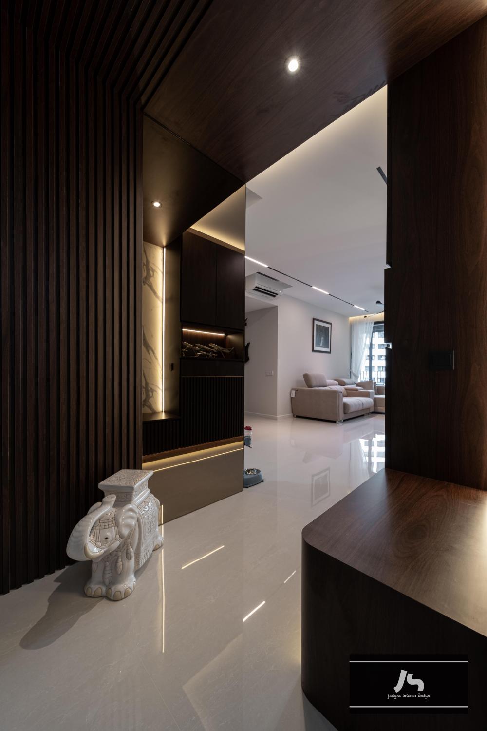 Modern Entryway with Seating Bench and Shoe Rack