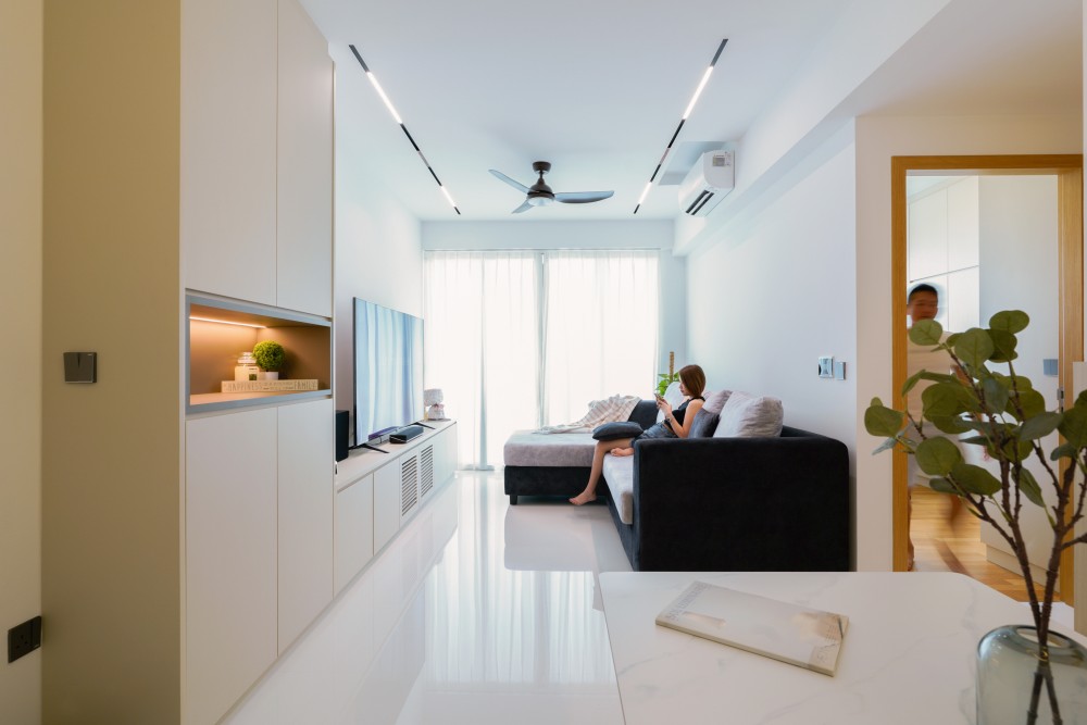 Modern Living Room with TV Console and Feature Wall