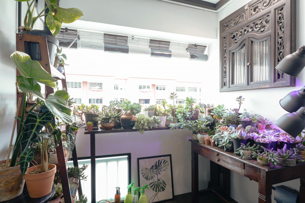 Industrial Foyer with Artwork and Console Table