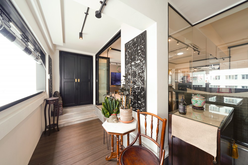 Industrial Entryway with Seating Bench and Shoe Cabinets