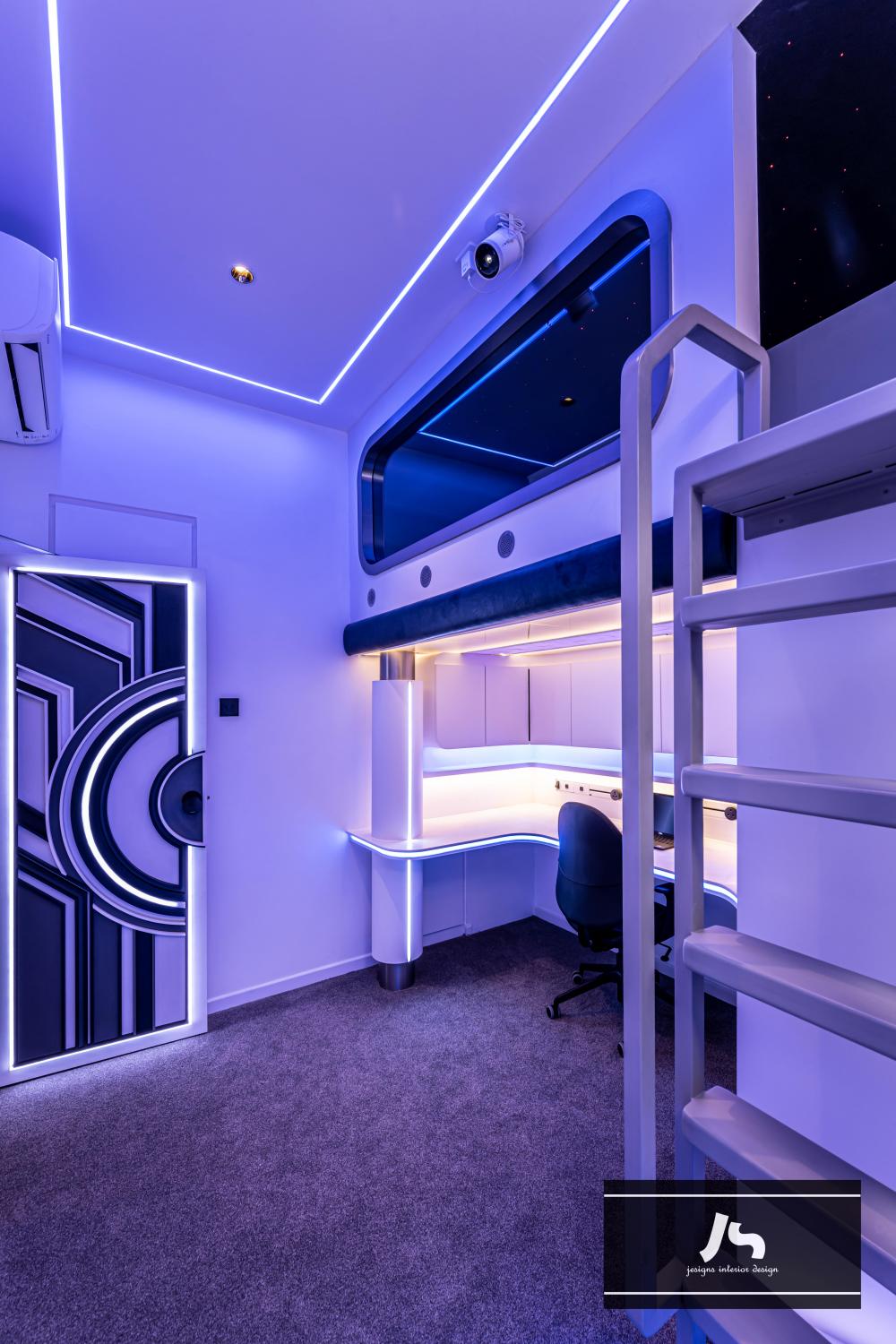 Eclectic Bedroom with Ceiling Light and Closet