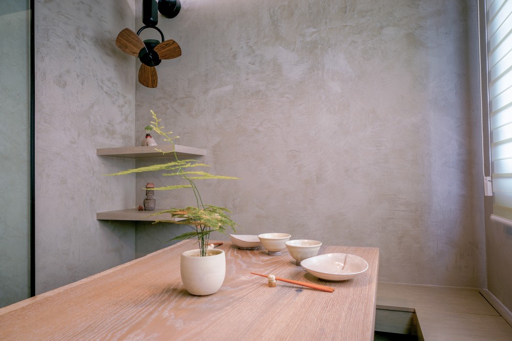 Scandinavian Dining Room with Downlights and Dining Table