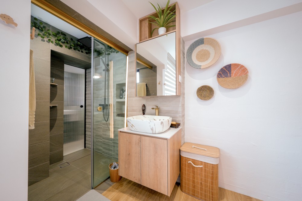 Scandinavian Bathroom with Mirror and Makeup mirror