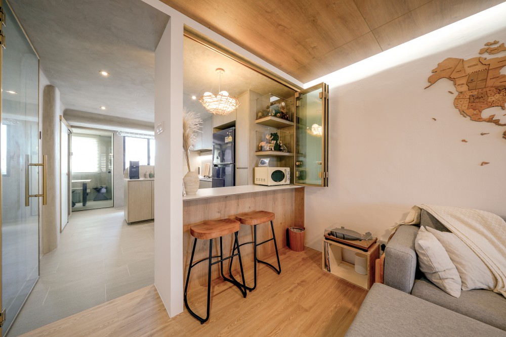 Scandinavian Kitchen with Vinyl Flooring and Kitchen Backsplash