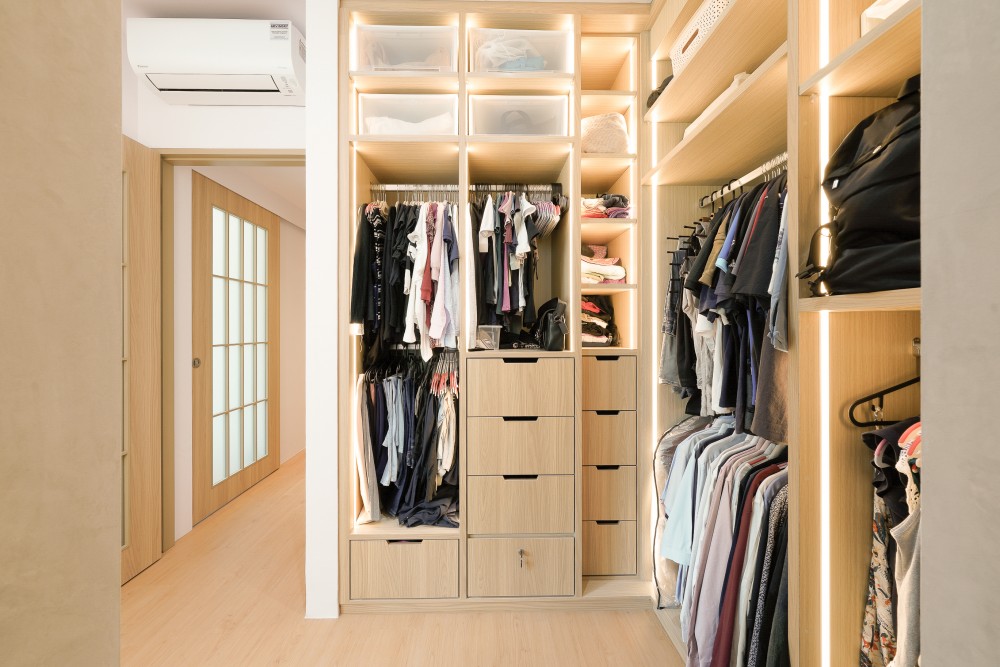 Scandinavian Walk-in Wardrobe with Mirror and Wardrobe