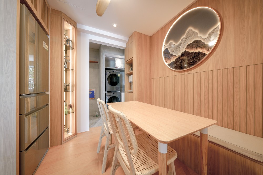 Scandinavian Dining Room with Downlights and Dining Table