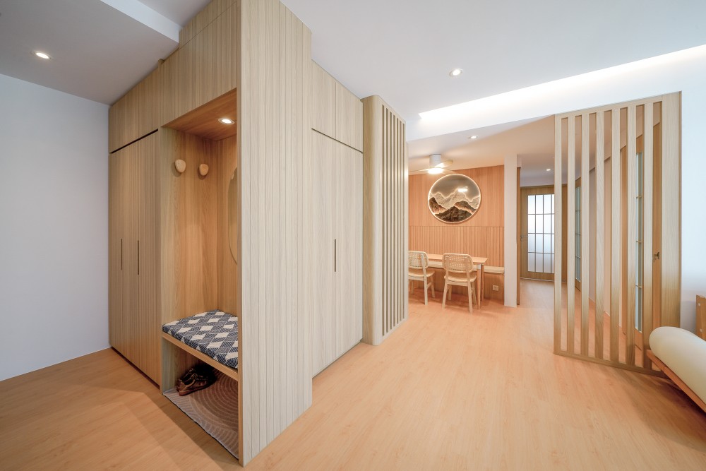 Scandinavian Hallway with Artwork and Console Table