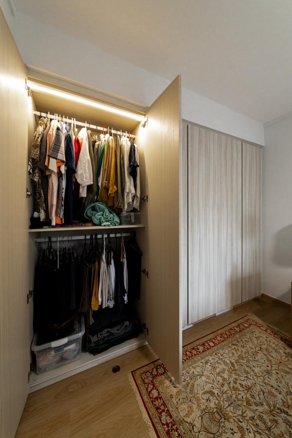Transitional Bedroom with Vinyl Flooring and Wardrobe