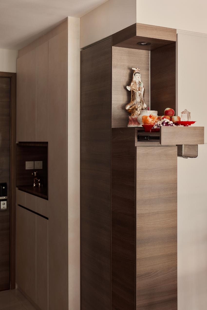 Asian Entryway with Small Storage and Display Cabinets
