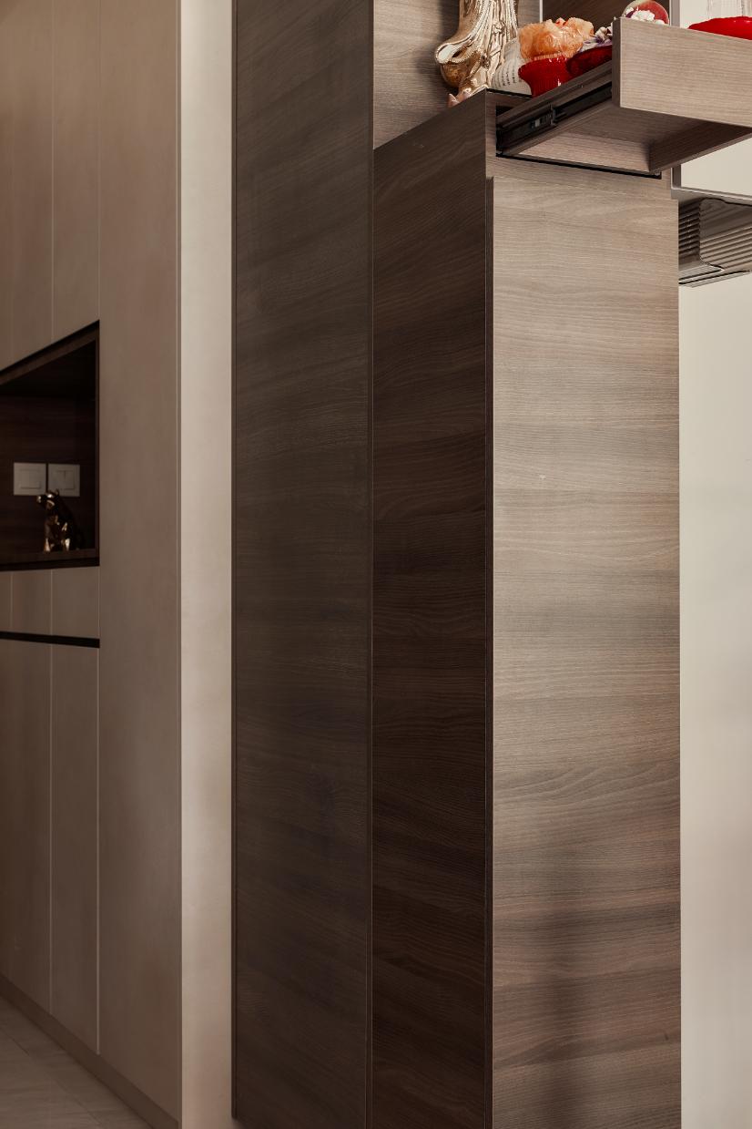 Asian Entryway with Shoe Rack and Storage Cabinets