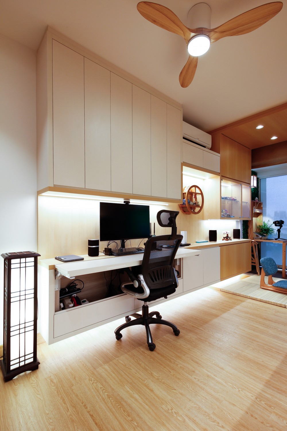 Asian Home Office with Small Storage and Drawer Units