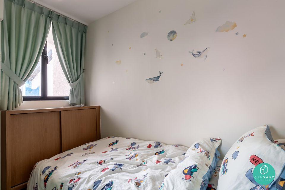 Transitional Bedroom with Single Bed and Bed