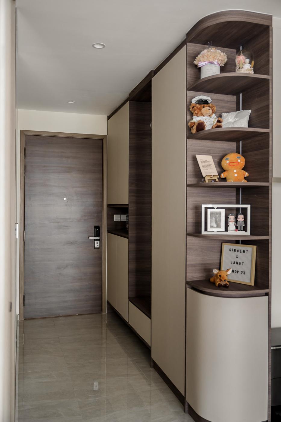 Modern Hallway with Seating Bench and Shoe Rack