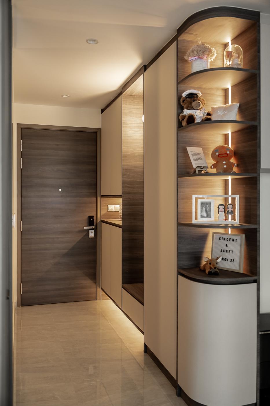 Modern Entryway with Seating Bench and Shoe Rack