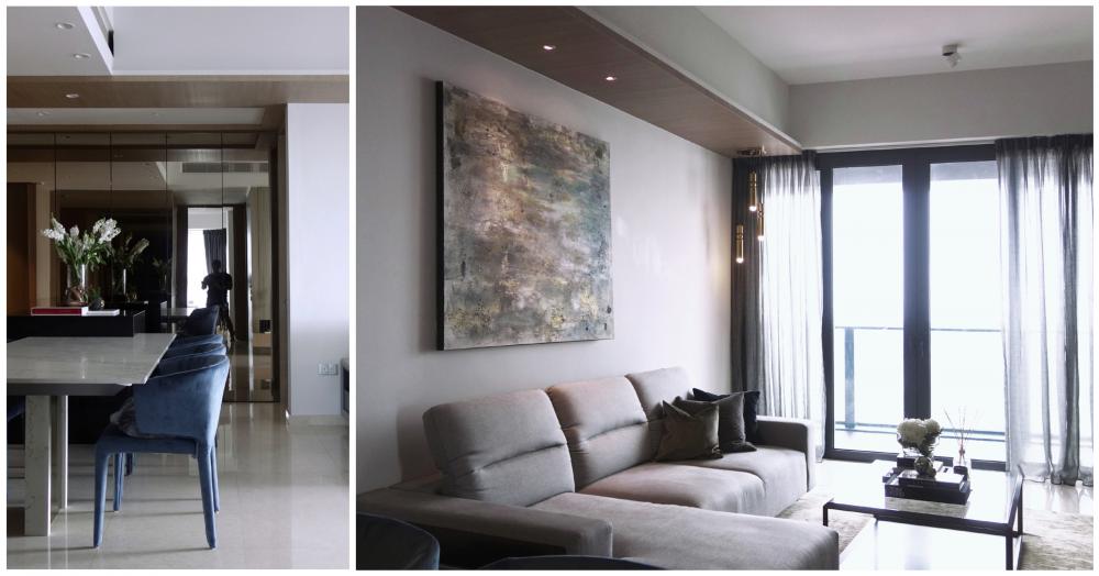 Modern Living Room with Drop Light and Cove Lighting