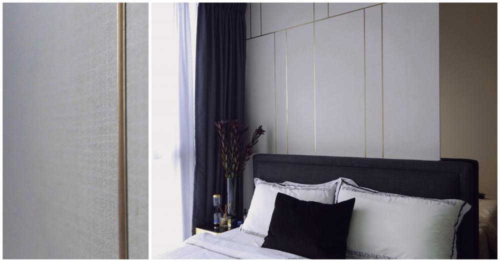 Modern Bedroom with Drop Ceiling and Queen Bed