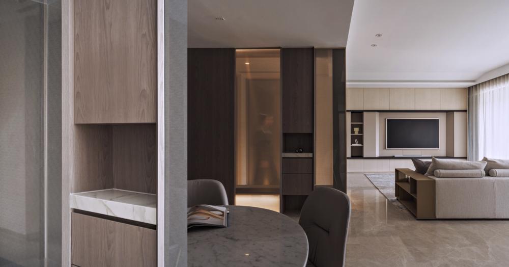 Modern Hallway with Artwork and Console Table