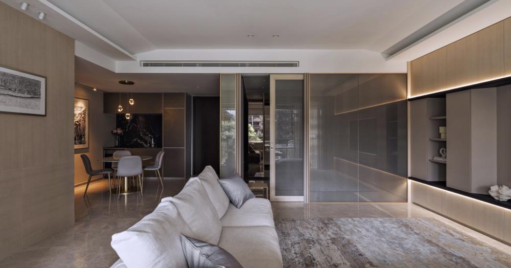 Modern Entryway with TV Console and Artwork