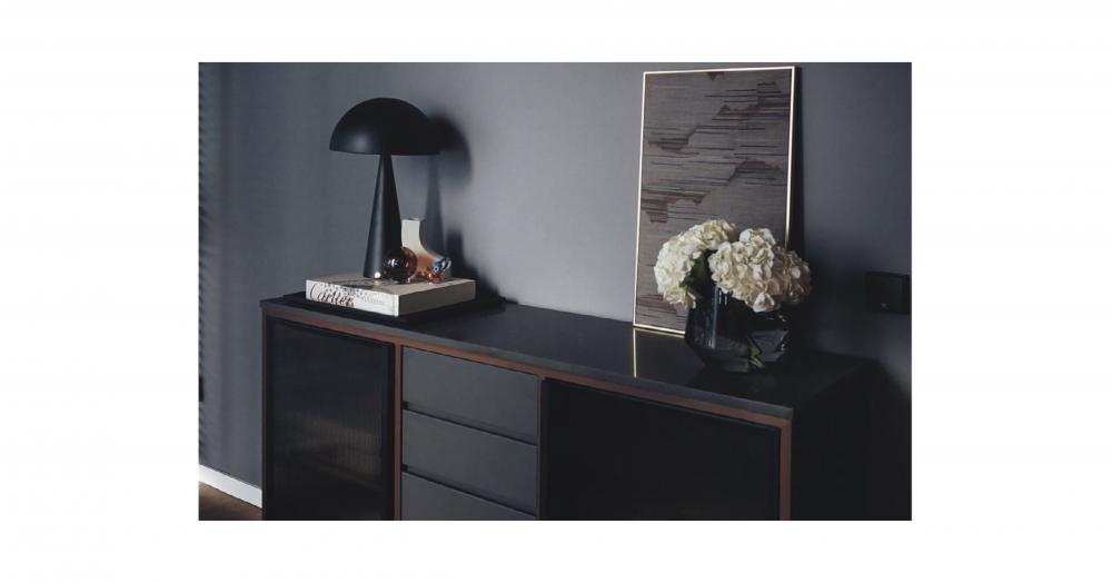 Modern Home Office with Bookshelf and Wallpaper