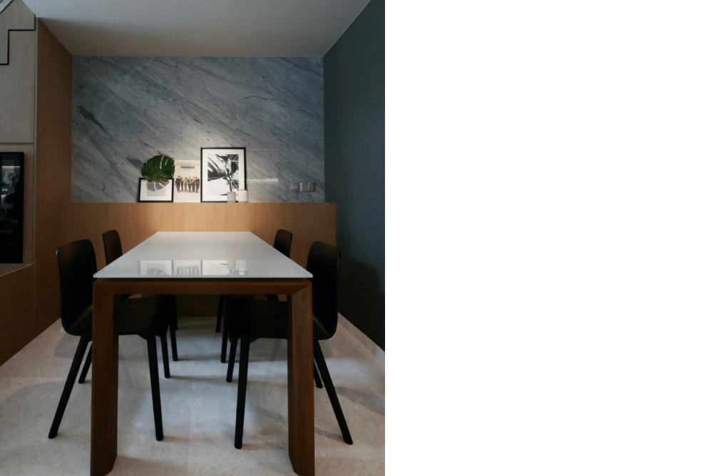 Industrial Dining Room with Feature Wall and Dining Table