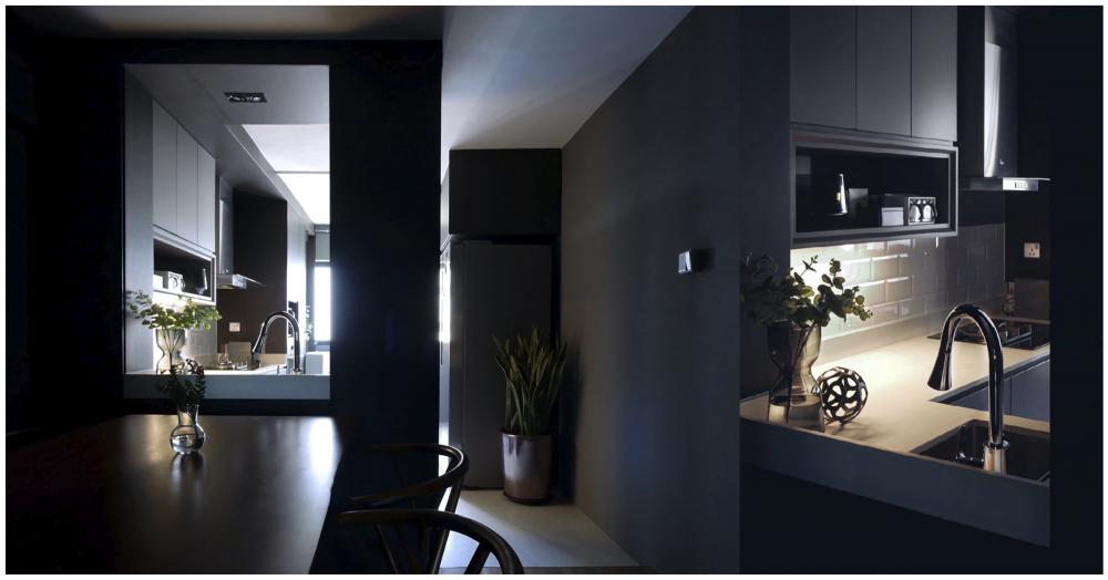 Minimalist Kitchen with Countertop and Kitchen Window