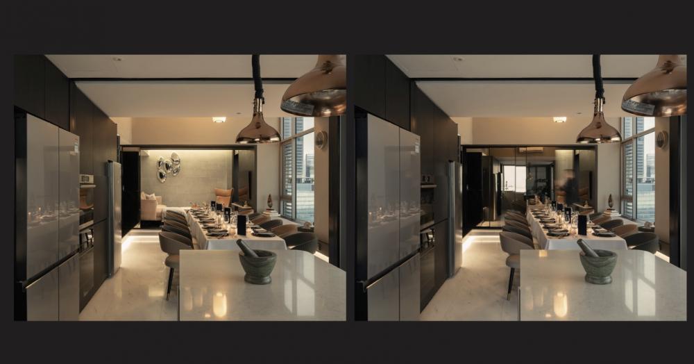 Modern Dining Room with Drop Light and Drop Ceiling