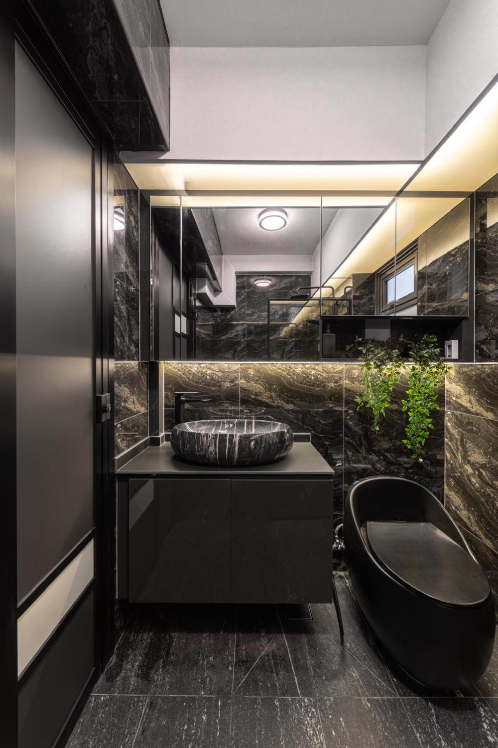 Modern Bathroom with Countertop and Homogeneous Tiles