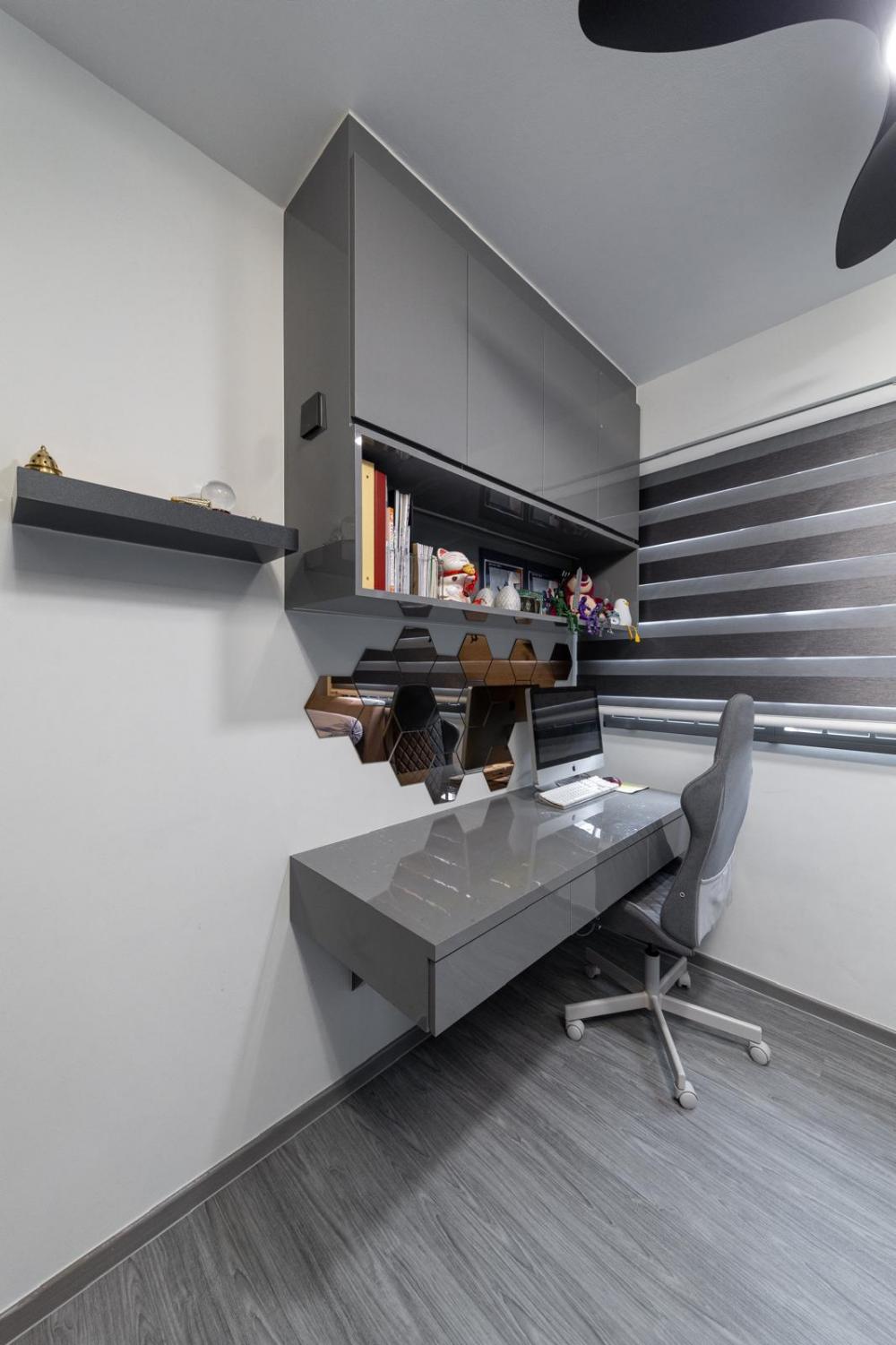 Modern Study with Bookshelf and Storage Cabinets